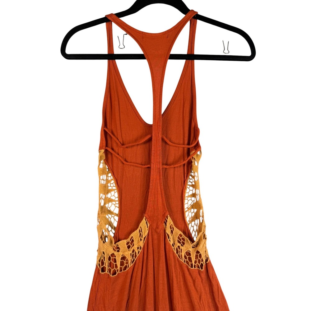 Staring at Stars Burnt Orange Crochet Side Panel Racerback Maxi Dress XS - Picture 6 of 6